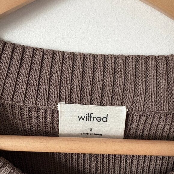 Aritzia Wilfred Scalloped Crew Neck Sweater Brown Size Small - Picture 5 of 6